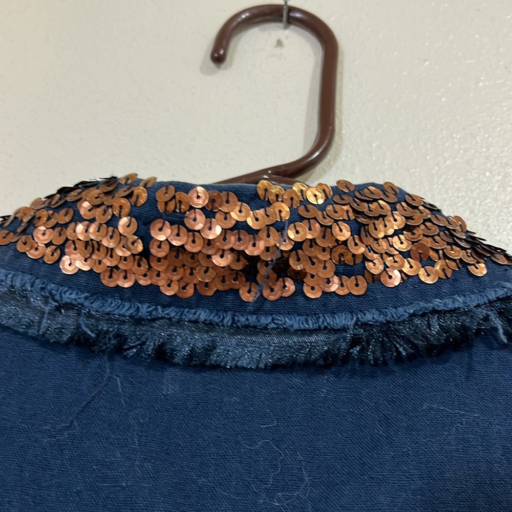Yoki child’s blue jean vest with copper sequins. Size Large - Picture 7 of 8